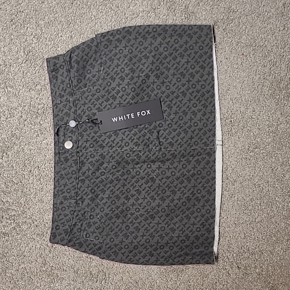 NWT White Fox Boutique Off The Grid Monogram Mini Skirt - Charcoal